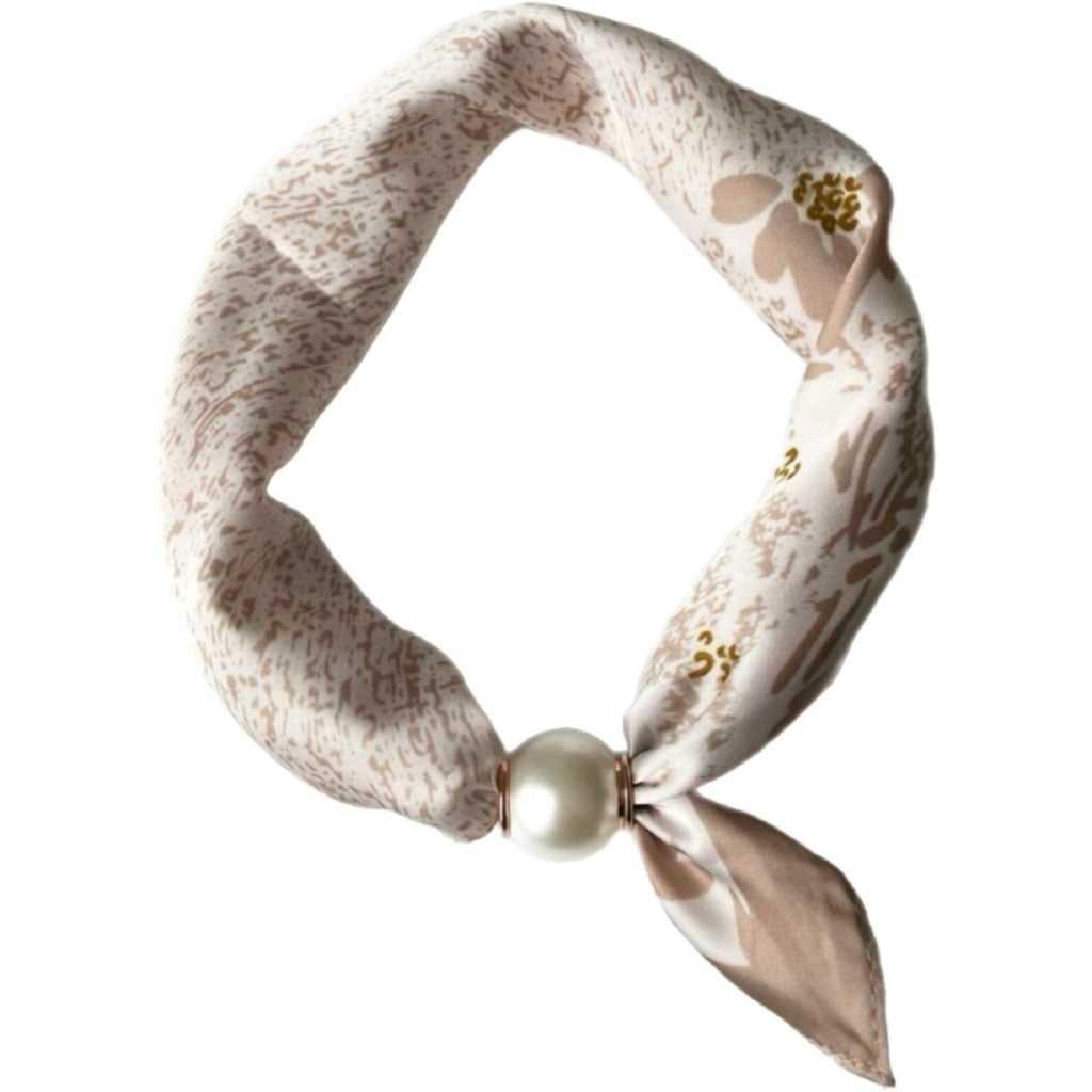 Scarf T&S Chloe Scarf w. magnetic pearl Scarf Nogat/cream