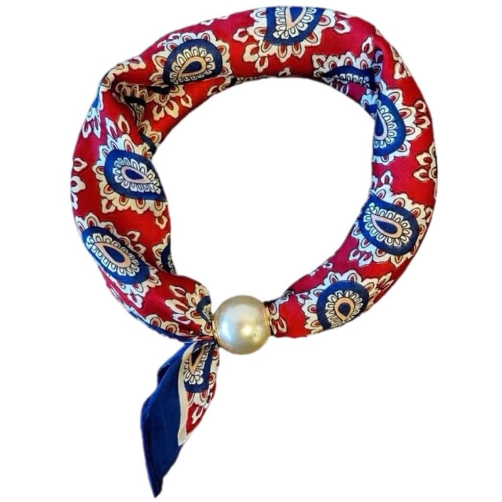 Scarf T&S Chloe Scarf w. magnetic pearl Scarf Paisley red