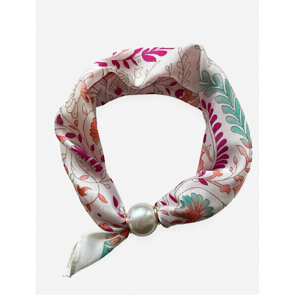 Scarf T&S Chloe Scarf w. magnetic pearl Scarf Pink