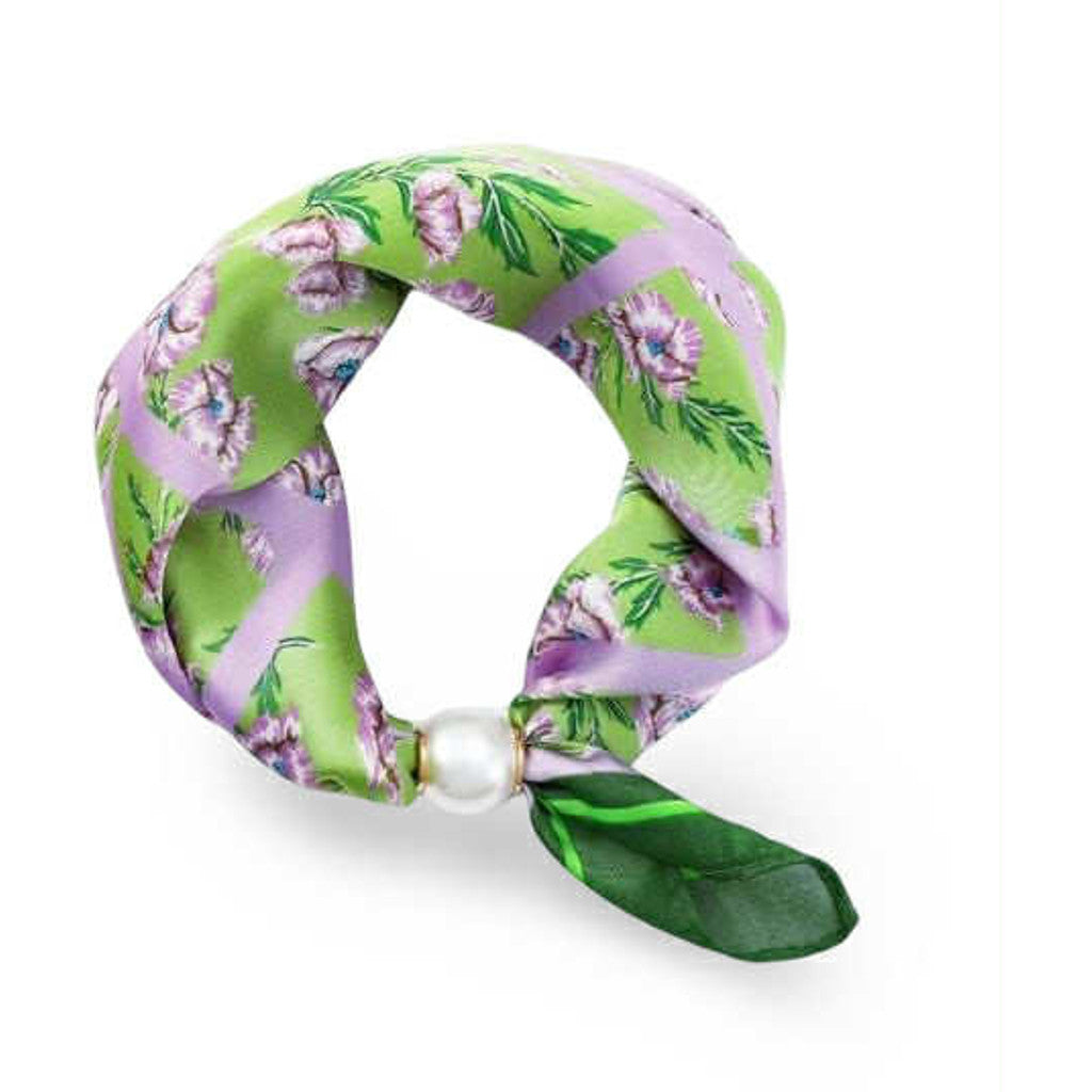 Scarf T&S Chloe Scarf w. magnetic pearl Scarf Purple-green