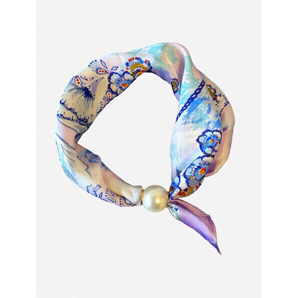 Scarf T&S Chloe Scarf w. magnetic pearl Scarf Purple