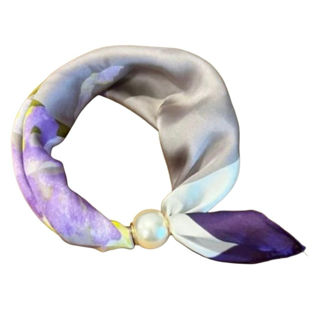 Scarf T&S Chloe Scarf w. magnetic pearl Scarf Purple White