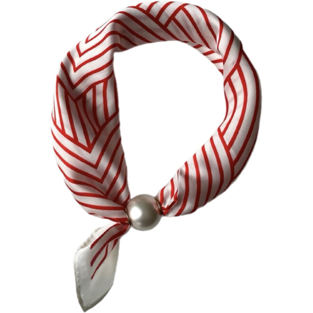 Scarf T&S Chloe Scarf w. magnetic pearl Scarf Red/white