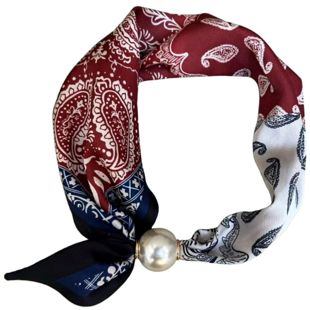 Jewelry T&S Chloe Scarf w. magnetic pearl Scarf Tricolore