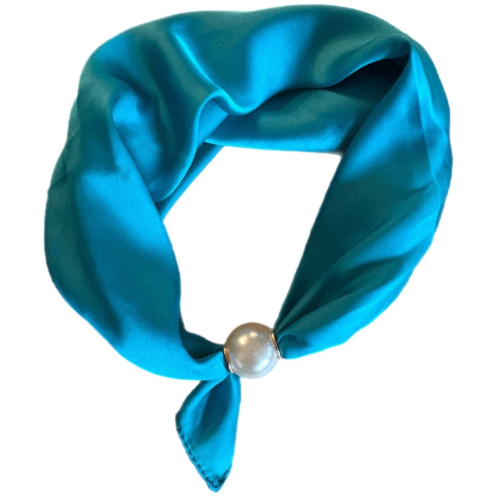 Scarf T&S Chloe Scarf w. magnetic pearl Scarf Turquoise