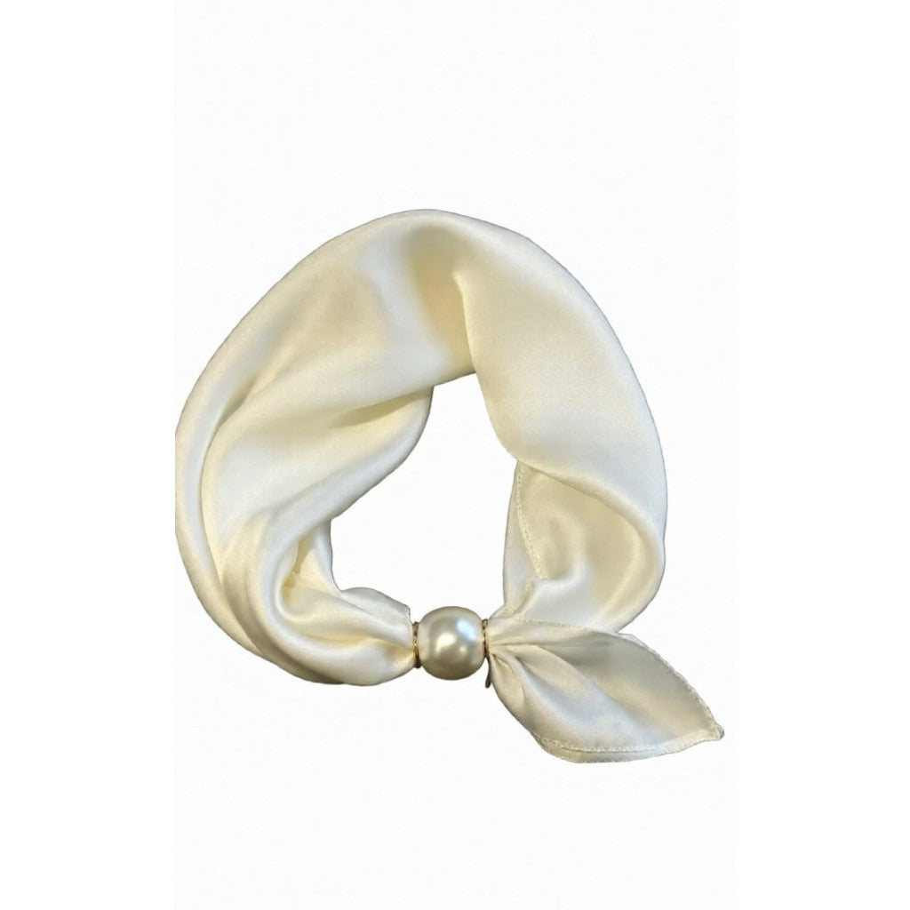 Scarf T&S Chloe Scarf w. magnetic pearl Scarf White