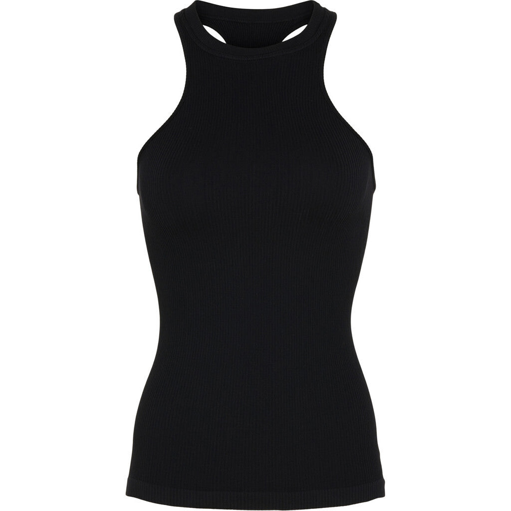 Microfiber T&S Costina rib Halterneck Rib Top Nero