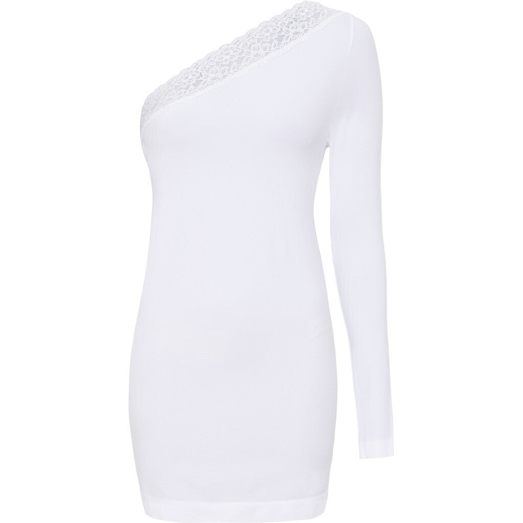 Microfiber T&S Elisa Blouse w. lace Blouse Bianco