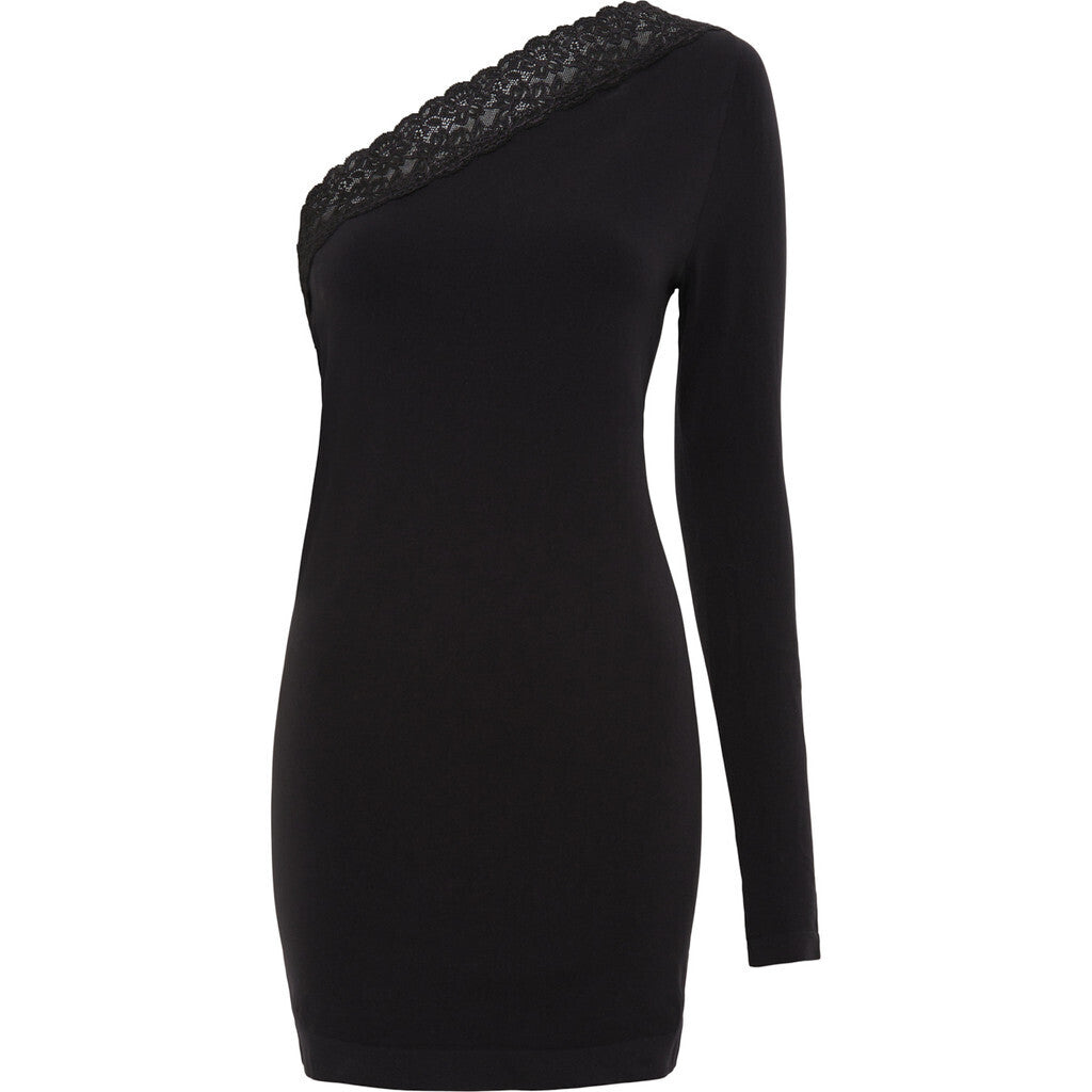 Microfiber T&S Elisa Blouse w. lace Blouse Nero