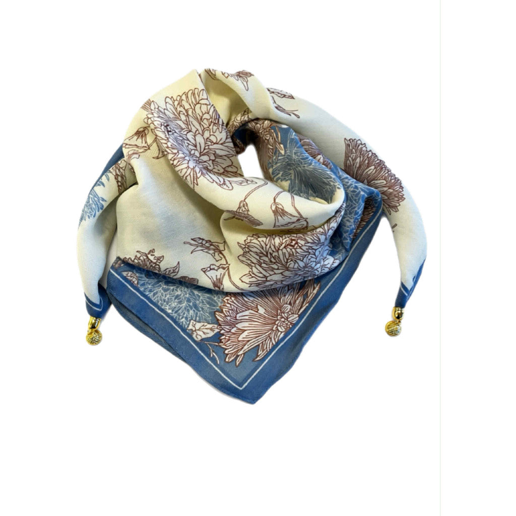 Scarf T&S Franny Jewelry Scarf Scarf Blue flower