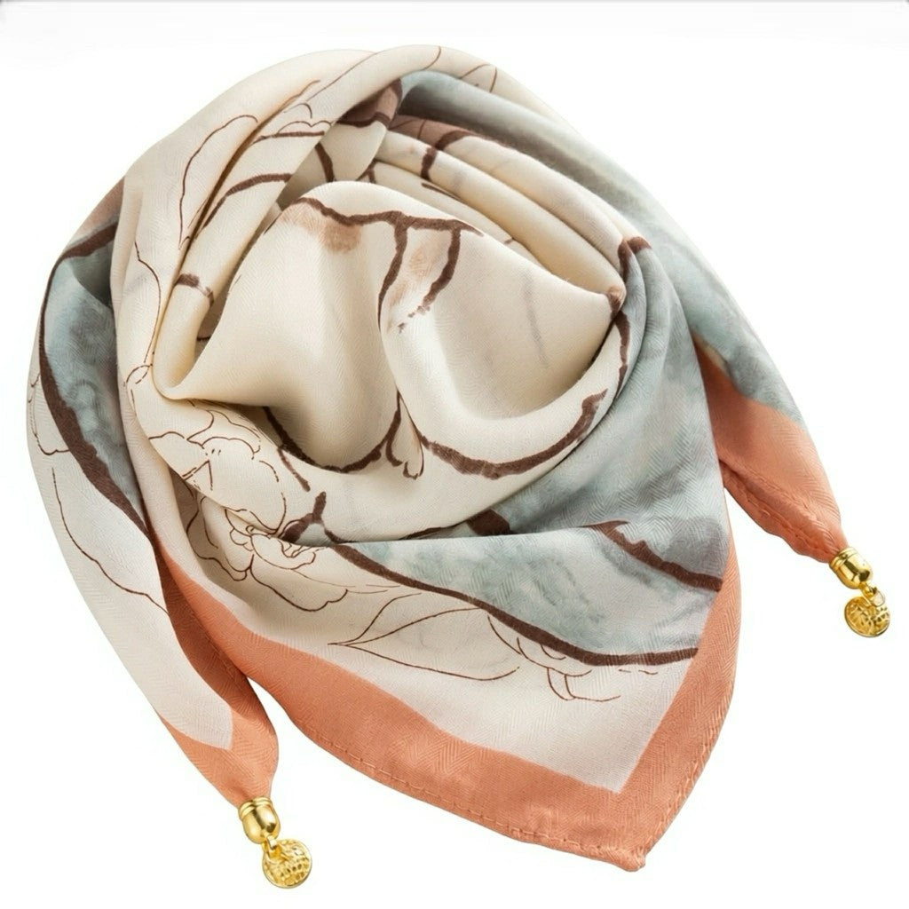 Scarf T&S Franny Jewelry Scarf Scarf Line art flower