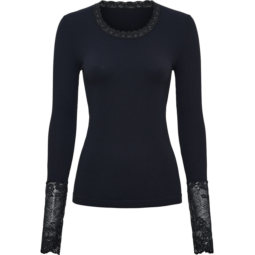 Microfiber T&S Frida T-shirt Lace LS T-shirt LS Nero