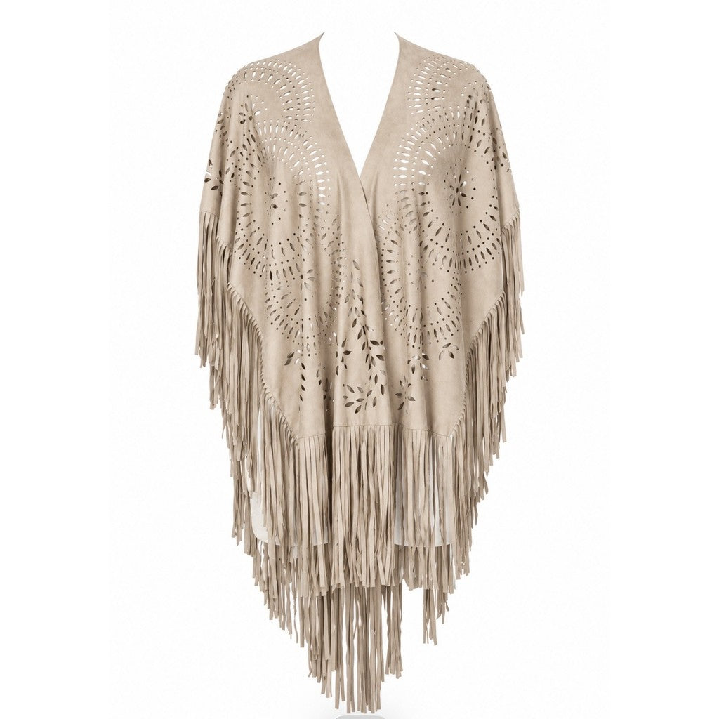 Clothing T&S Fringe Poncho Poncho Sand