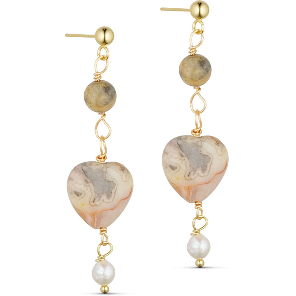 Jewelry T&S Heart stone Earring Earring Grey agat