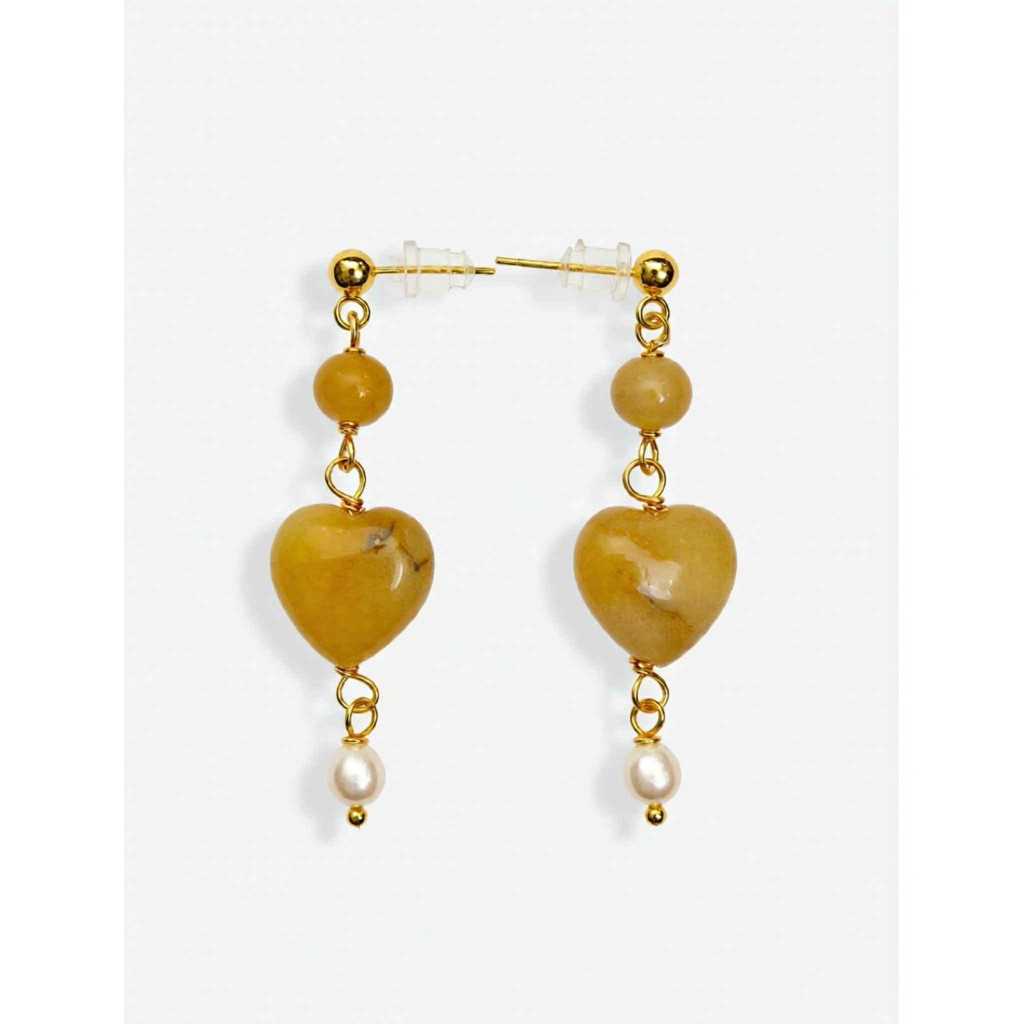 Jewelry T&S Heart stone earring Earring Jade yellow