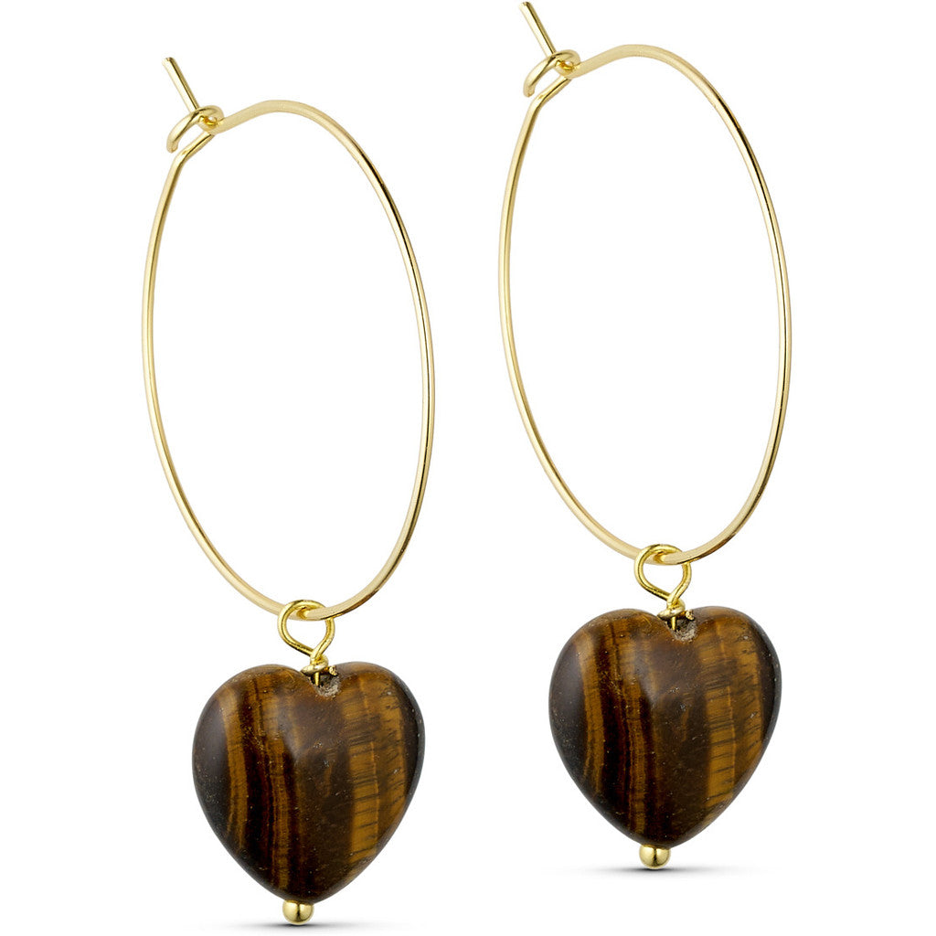 Jewelry T&S Heart stone hoop earring Earring Yellow tiger Eye