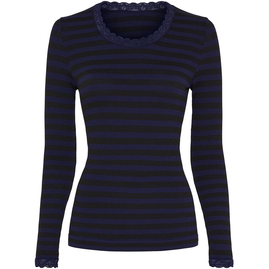 Microfiber T&S ISA FRIDA dark stripe T-shirt LS T-shirt LS Nero/Blu