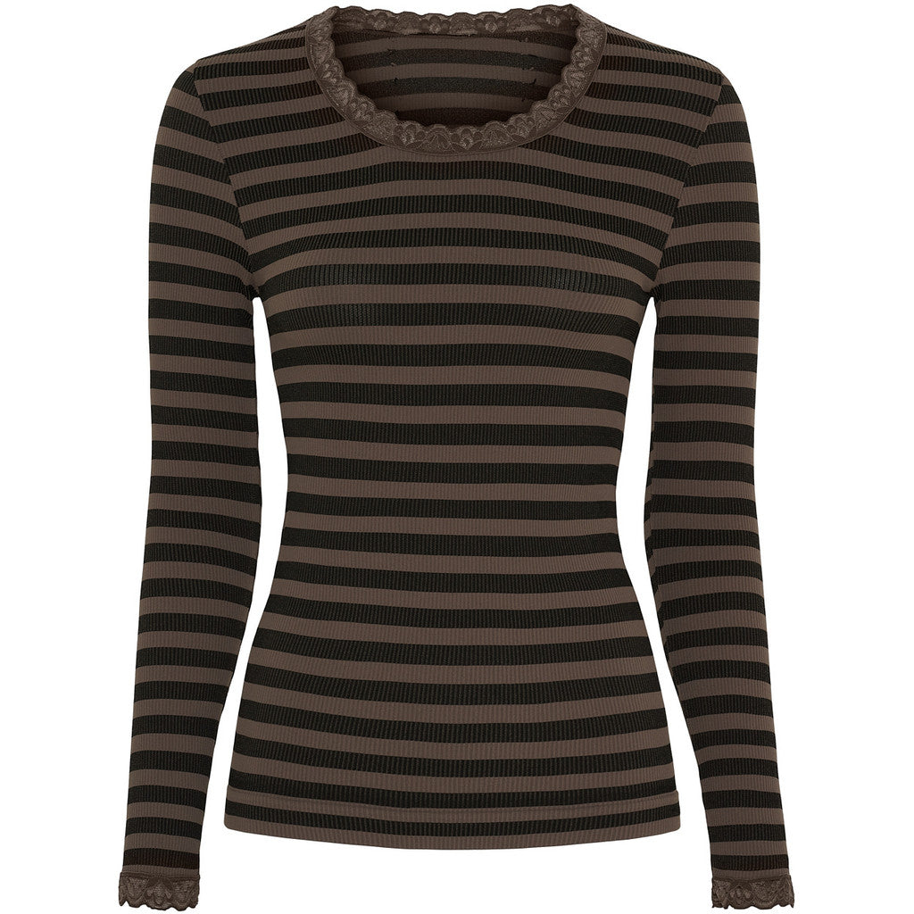 Microfiber T&S ISA FRIDA dark stripe T-shirt LS T-shirt LS Nero/noce