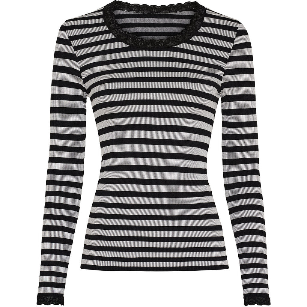 Microfiber T&S ISA FRIDA stripe T-shirt LS T-shirt LS Nero/bianco