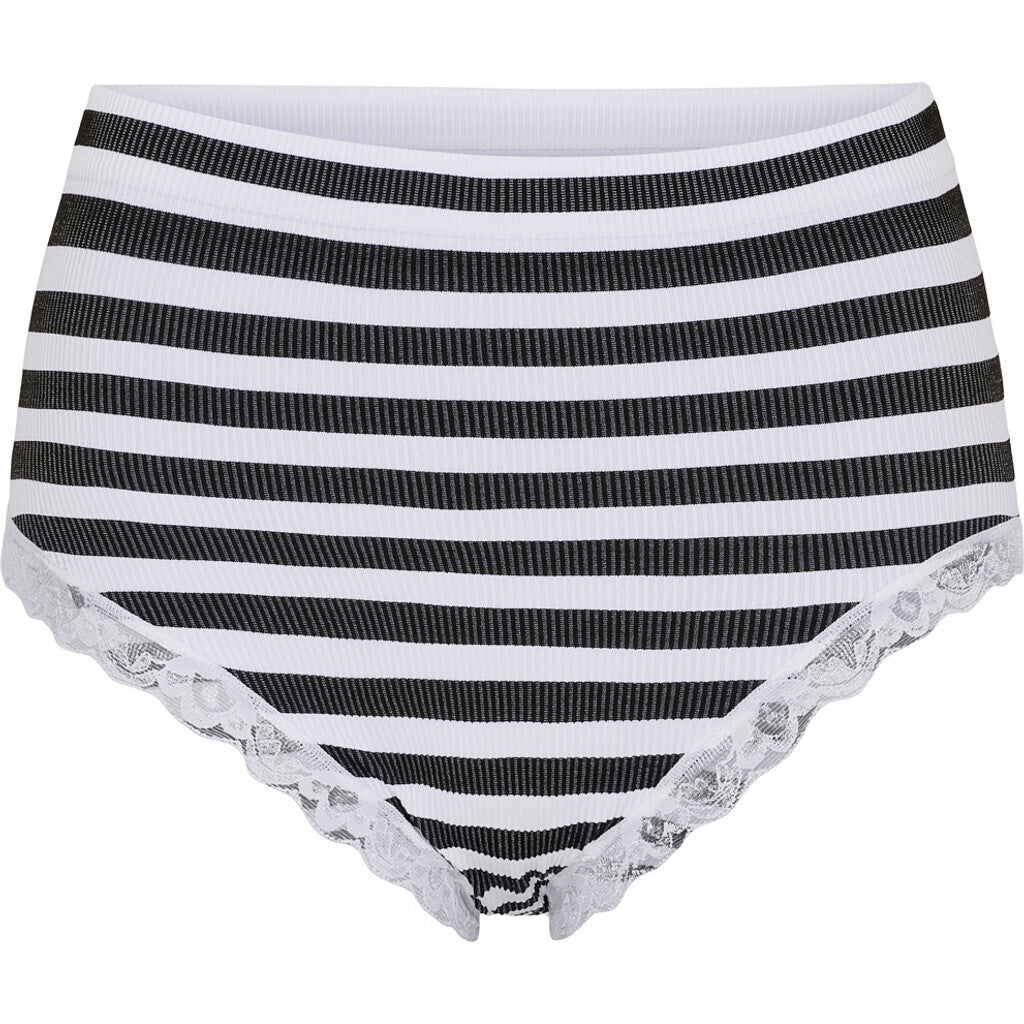 Microfiber T&S ISA stripe dark rib midi panties lace Panties Nero-bianco