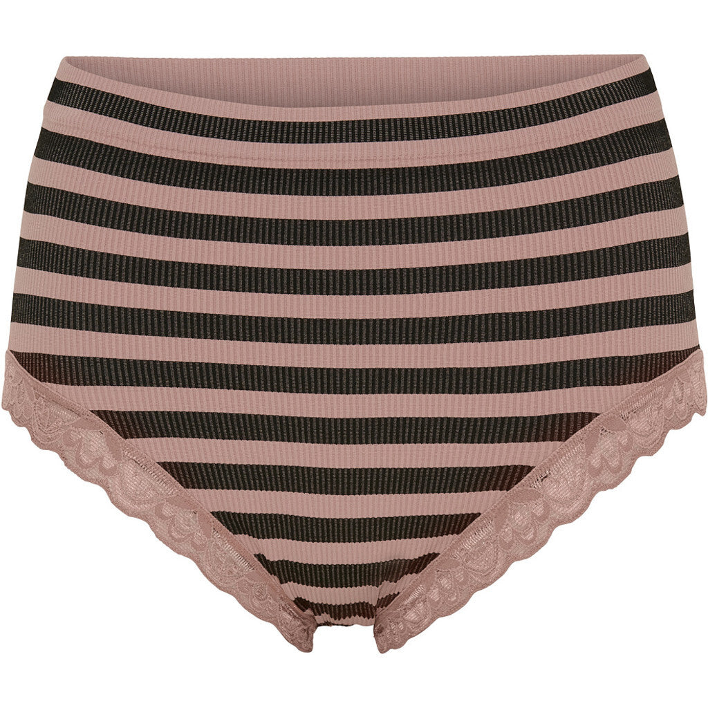 Microfiber T&S ISA stripe dark rib midi panties lace Panties Nero/Rosa antico