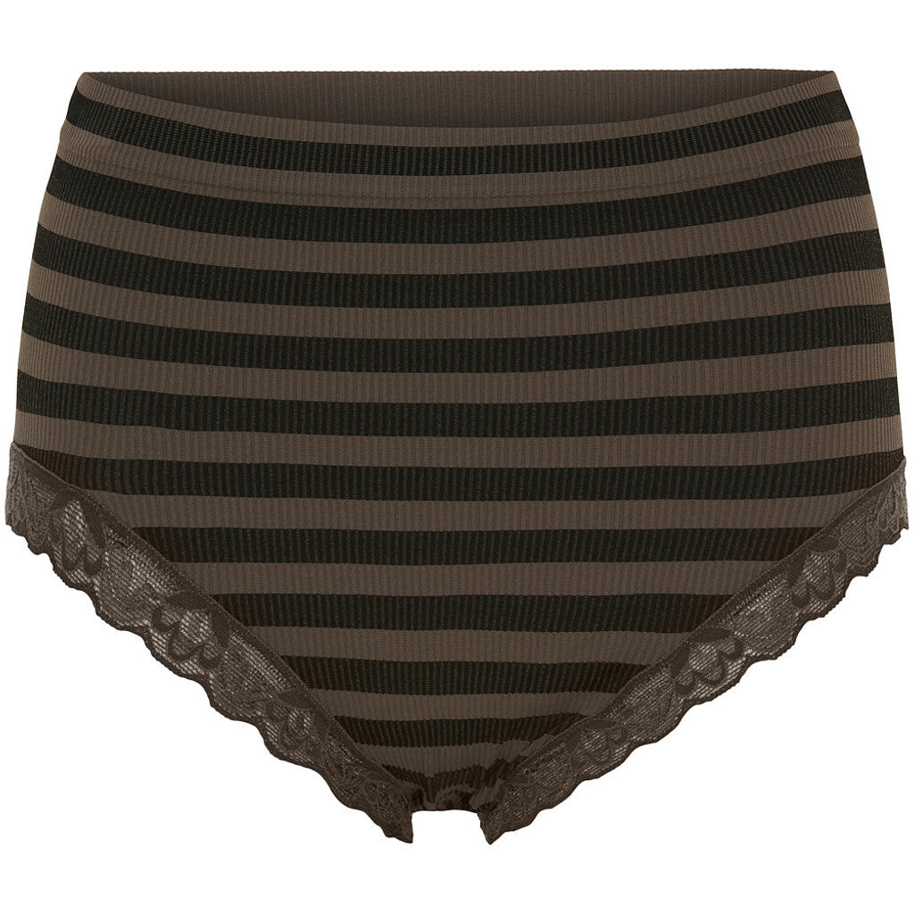 Microfiber T&S ISA stripe dark rib midi panties lace Panties Nero/noce