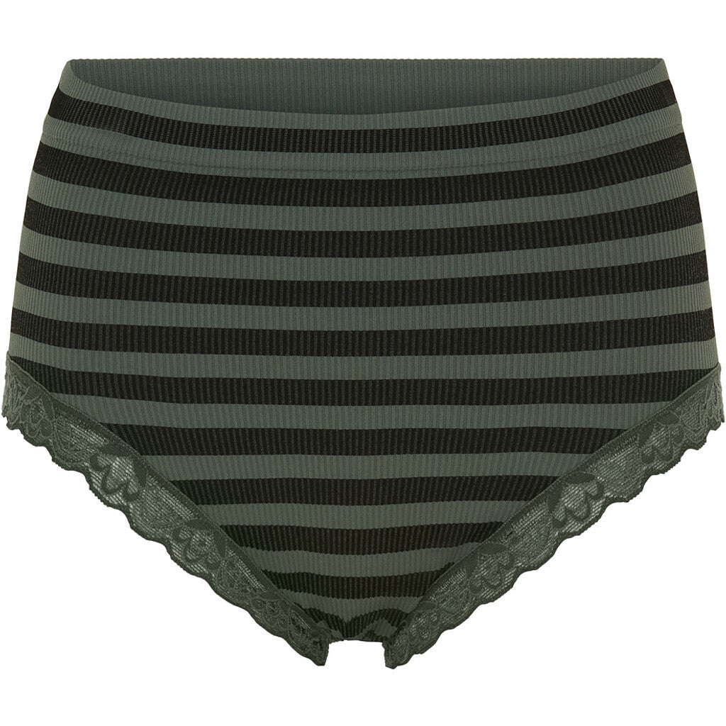 Microfiber T&S ISA stripe dark rib midi panties lace Panties Nero/oliva