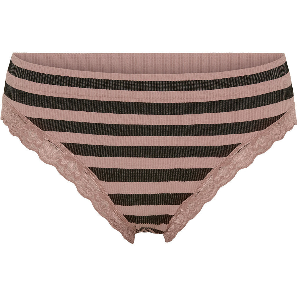 Microfiber T&S ISA stripe dark rib panties lace Panties Nero/Rosa antico