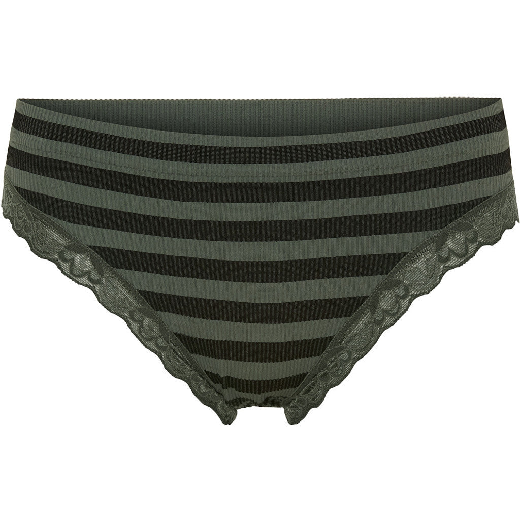 Microfiber T&S ISA stripe dark rib panties lace Panties Nero/oliva