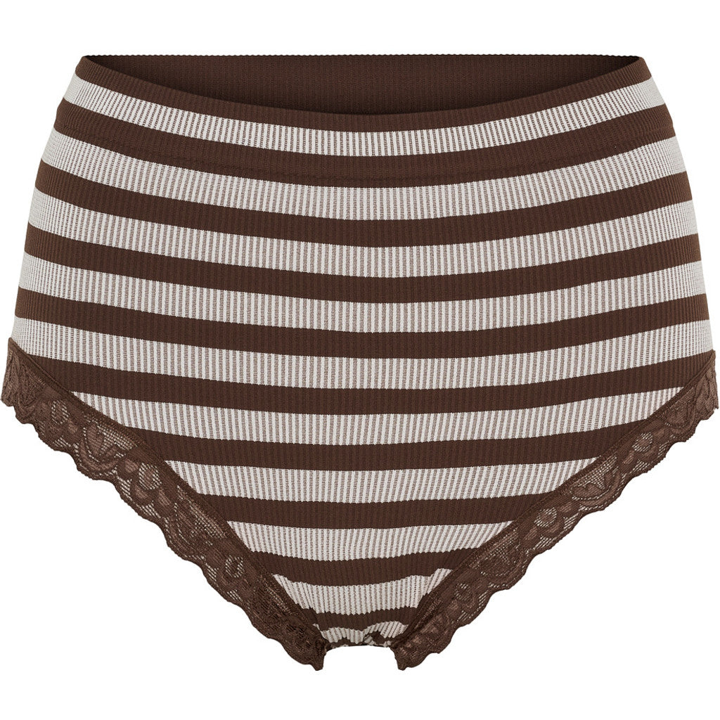 Microfiber T&S ISA stripe rib midi panties lace Panties Cioccolato-bianco