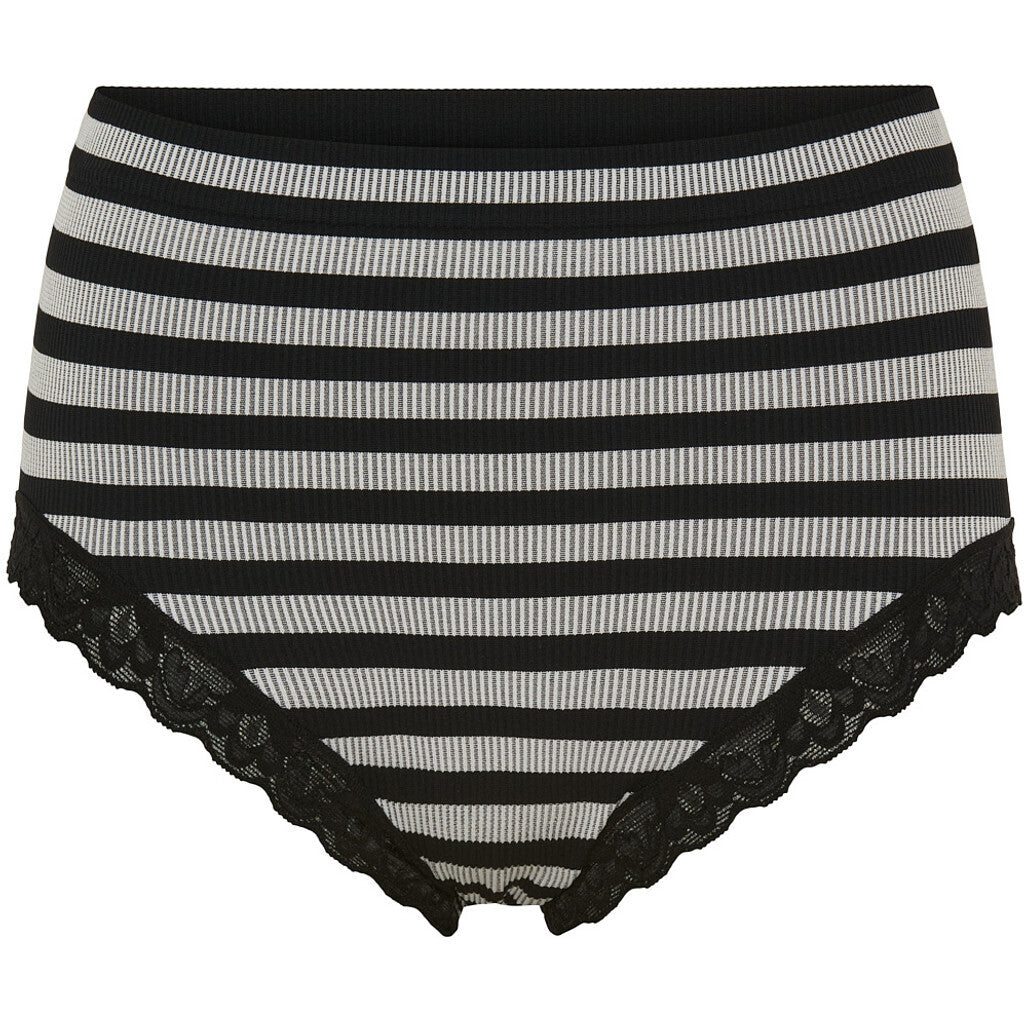 Microfiber T&S ISA stripe rib midi panties lace Panties Nero-bianco