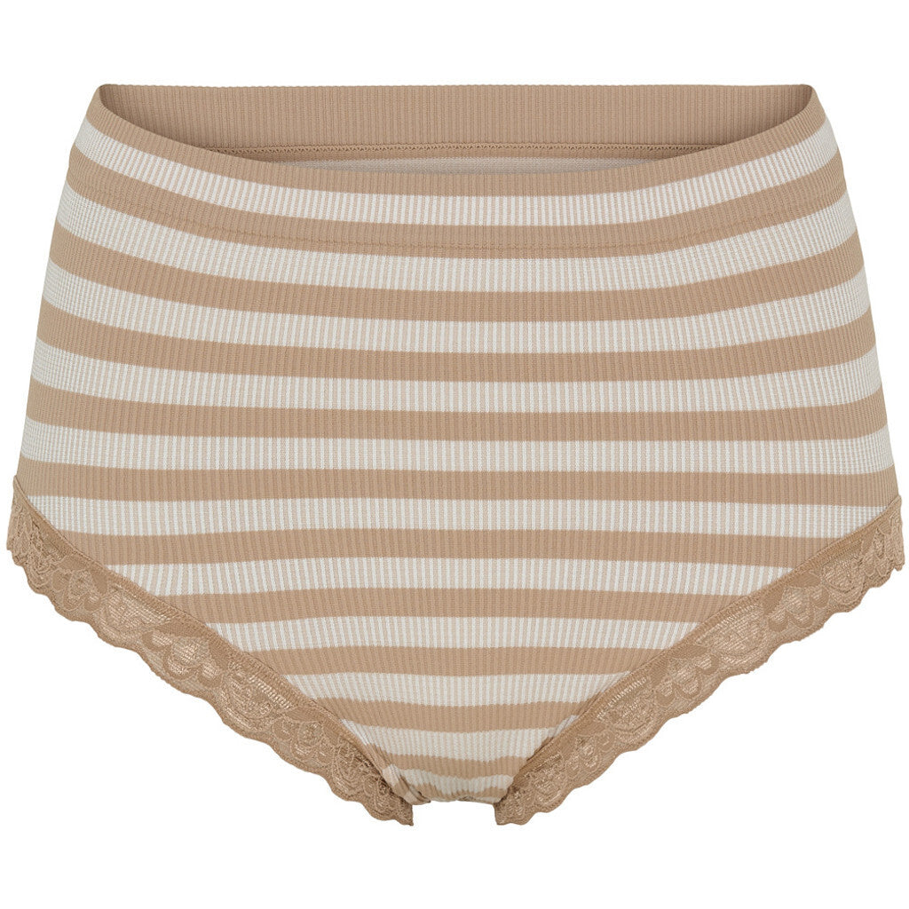 Microfiber T&S ISA stripe rib midi panties lace Panties Nudo-bianco