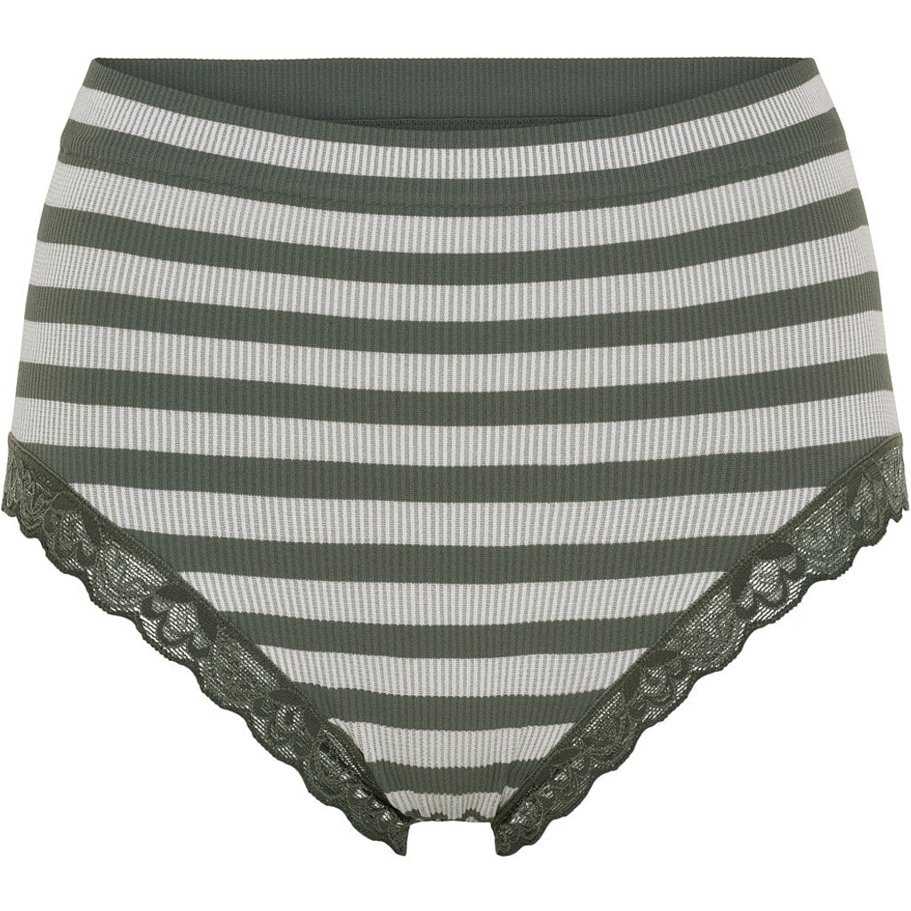 Microfiber T&S ISA stripe rib midi panties lace Panties Oliva-bianco