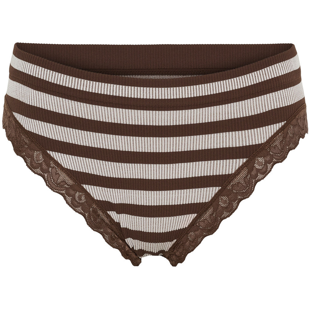 Microfiber T&S ISA stripe rib panties lace Panties Cioccolato-bianco