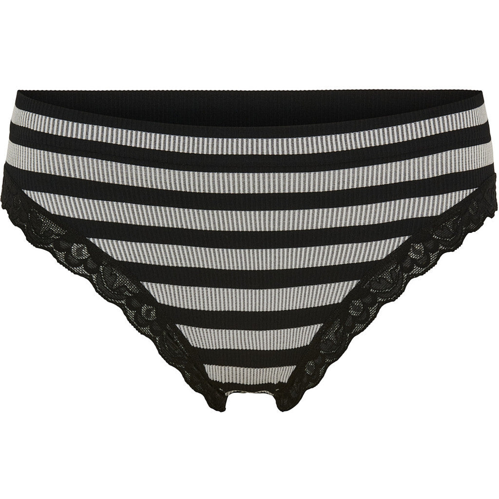 Microfiber T&S ISA stripe rib panties lace Panties Nero-bianco