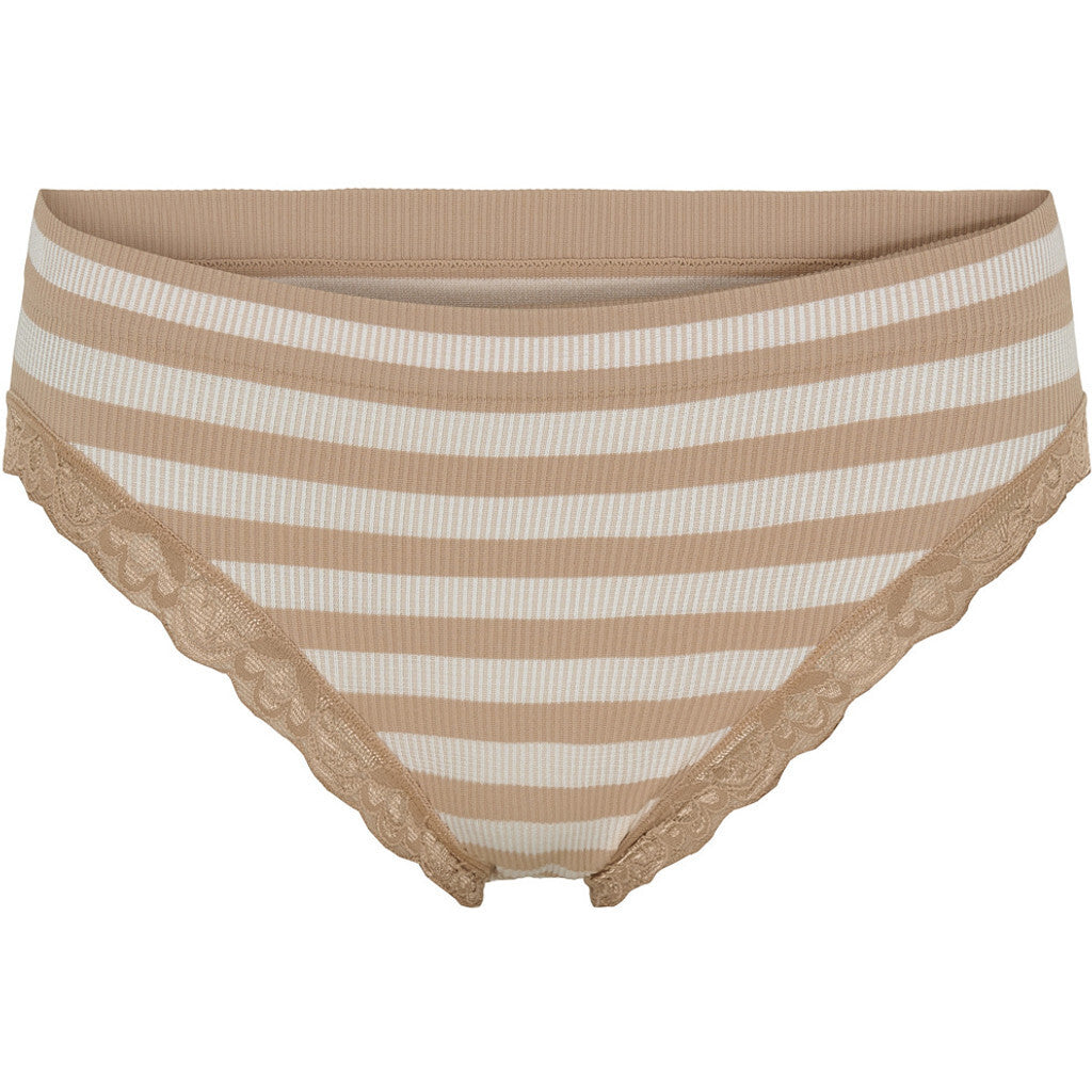 Microfiber T&S ISA stripe rib panties lace Panties Nudo-bianco