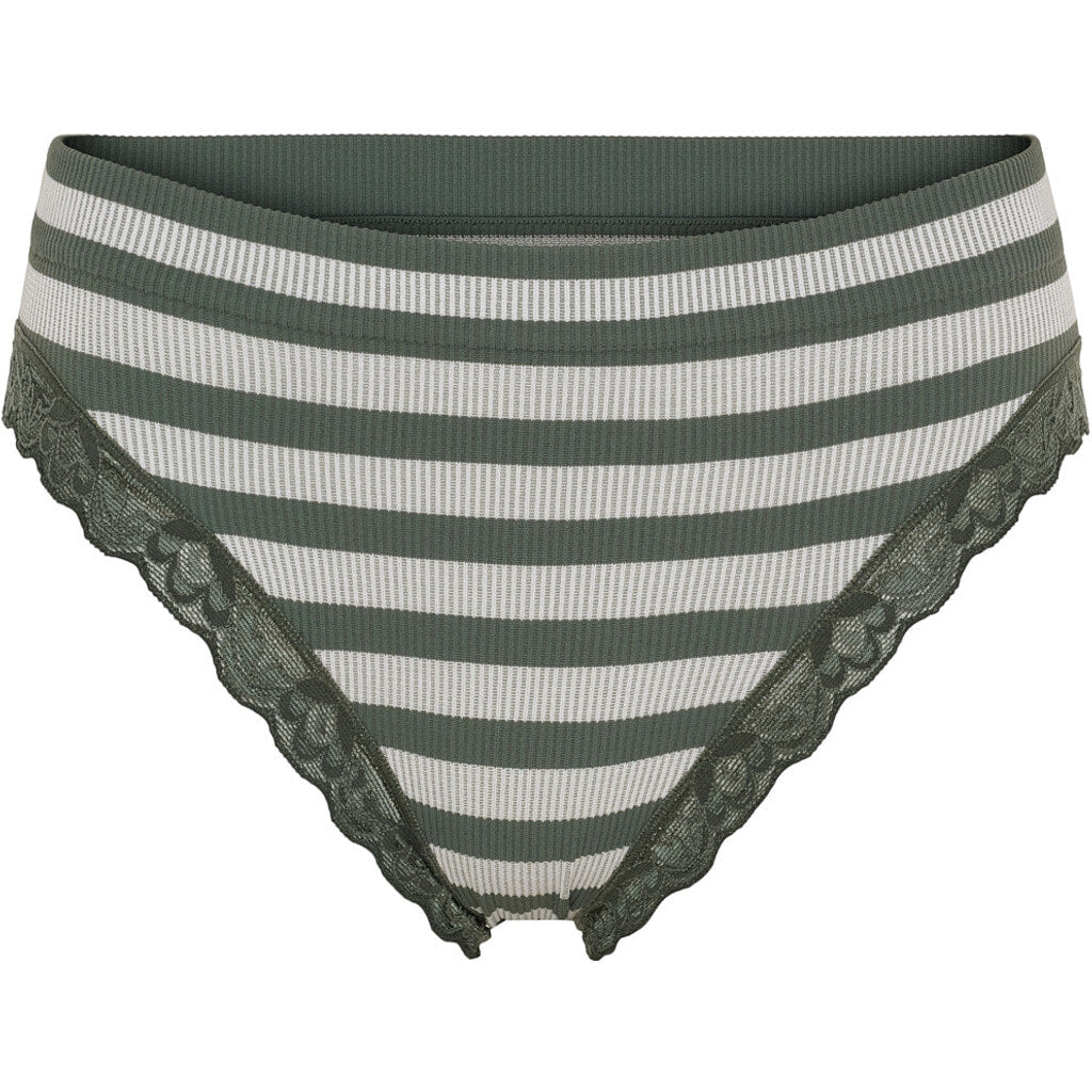 Microfiber T&S ISA stripe rib panties lace Panties Oliva-bianco
