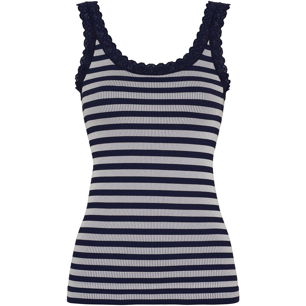 Microfiber T&S ISA stripe rib top Rib Top Blu-bianco