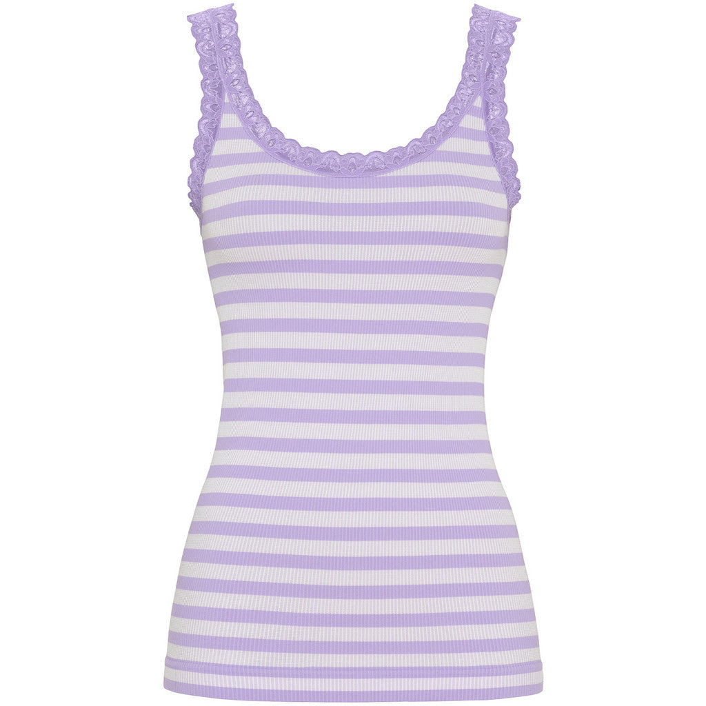 Microfiber T&S ISA stripe rib top Rib Top Lavanda-bianco