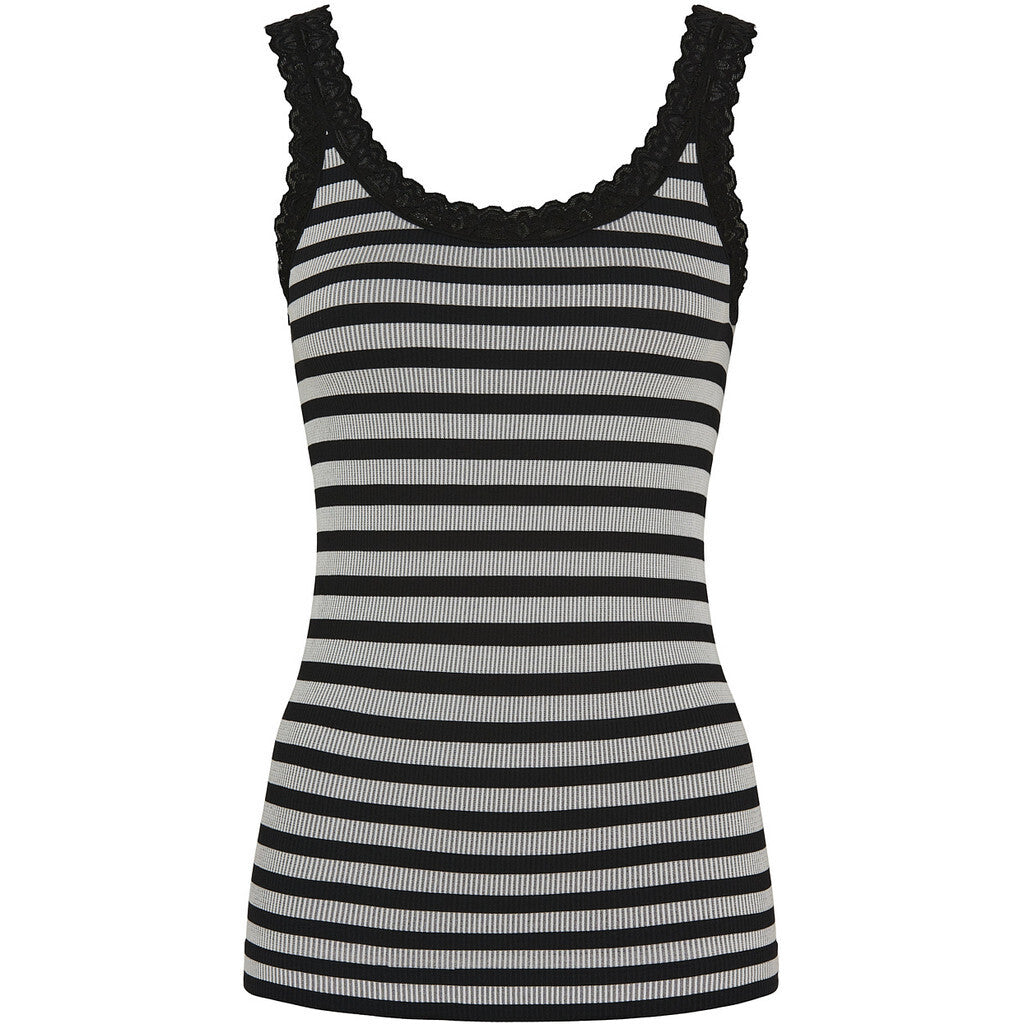 Microfiber T&S ISA stripe rib top Rib Top Nero-bianco