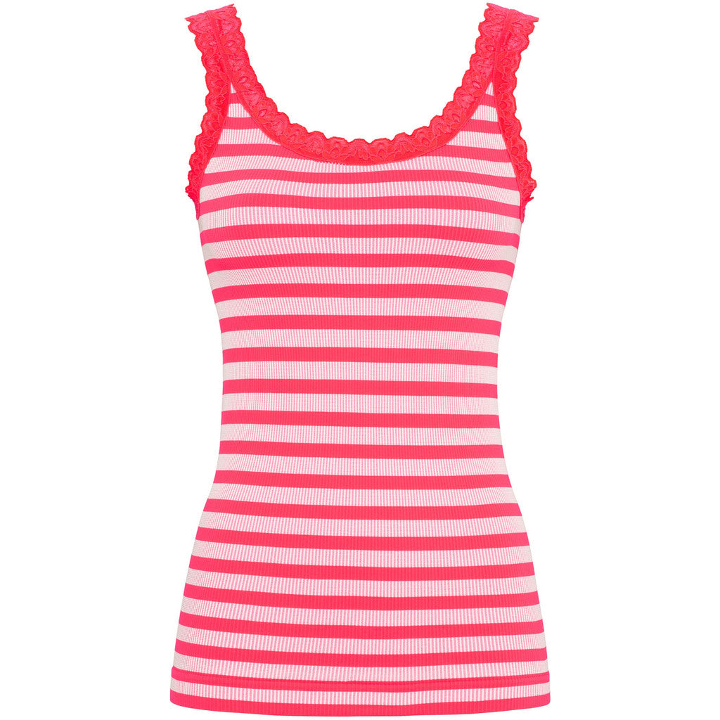 Microfiber T&S ISA stripe rib top Rib Top Scarlatto-bianco