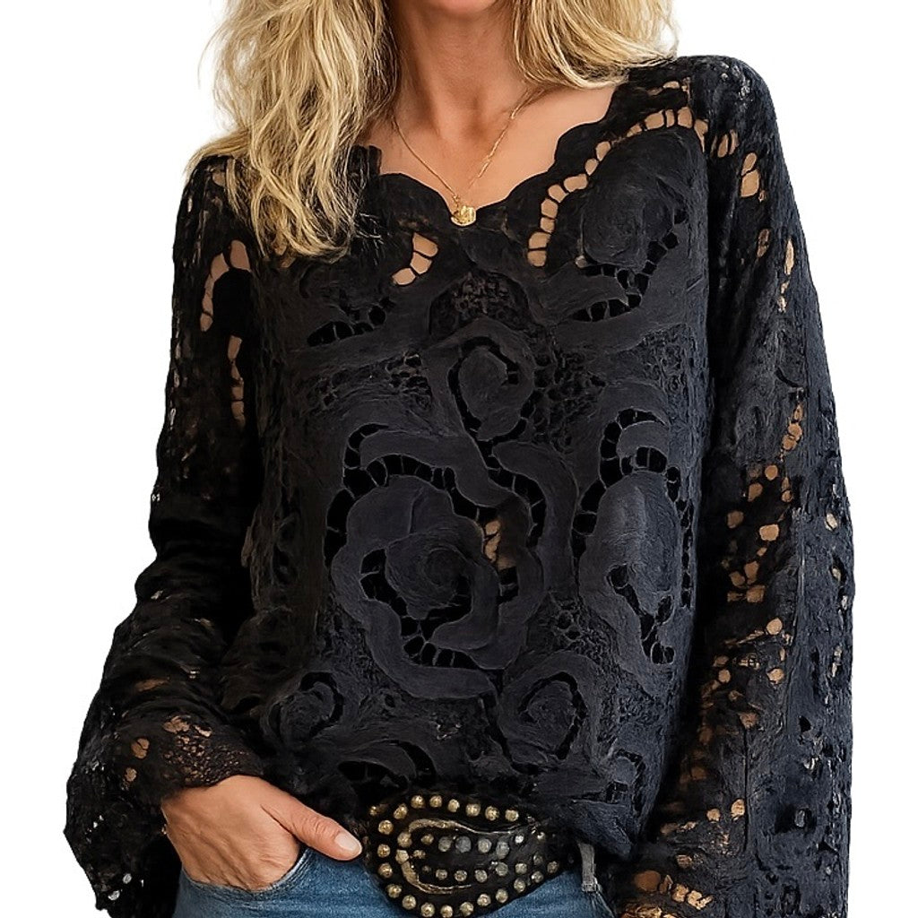 Clothing T&S Jilian Lace Blouse Blouse Black