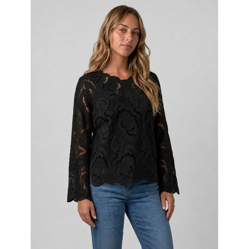 Clothing T&S Jilian Lace Blouse Blouse Black