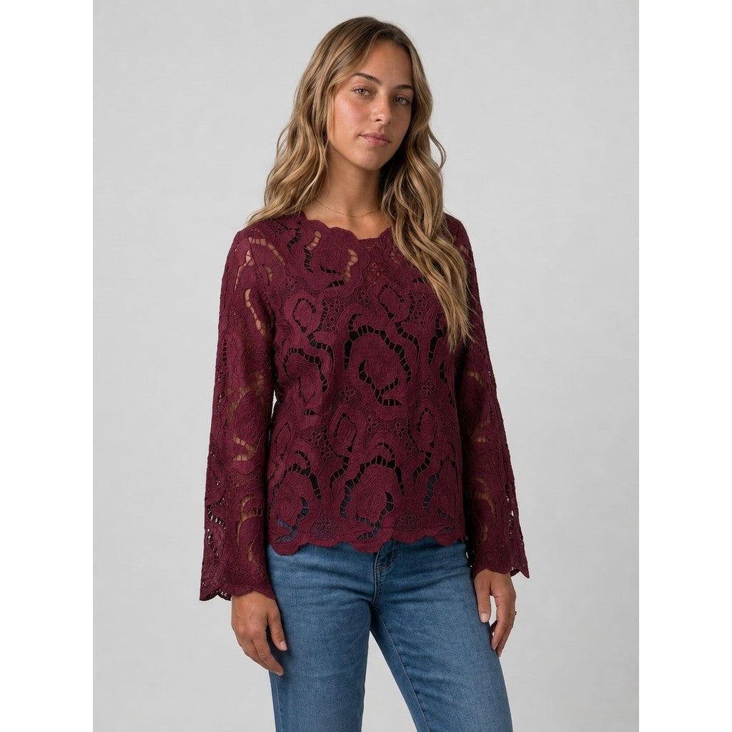 Clothing T&S Jilian Lace Blouse Blouse Bordeaux