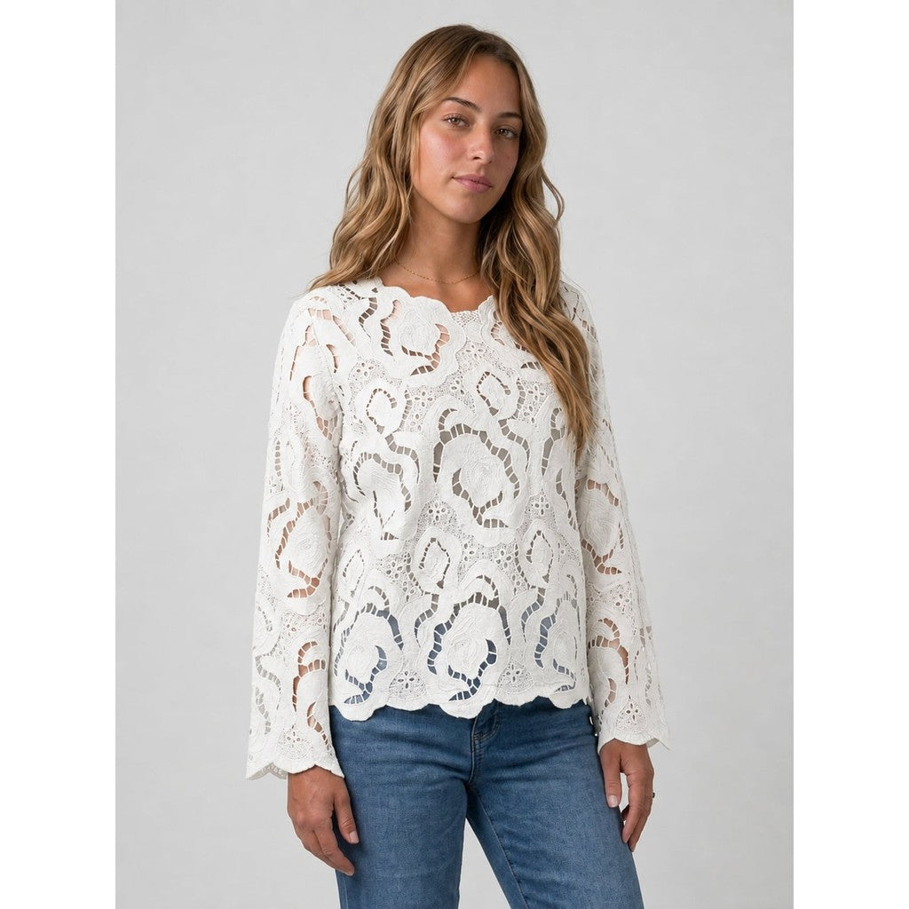 Clothing T&S Jilian Lace Blouse Blouse Off White