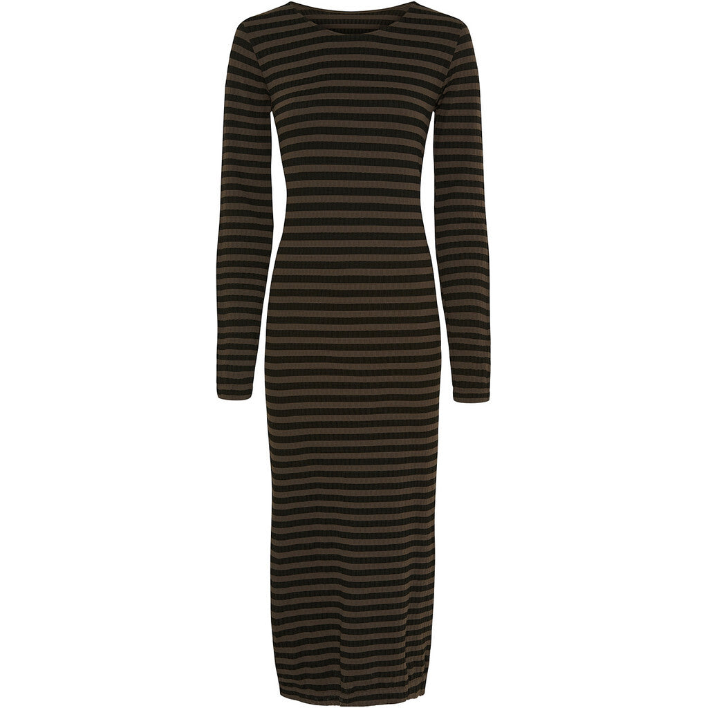 Microfiber T&S Joy dress LS Stripe Dress Nero/caffe
