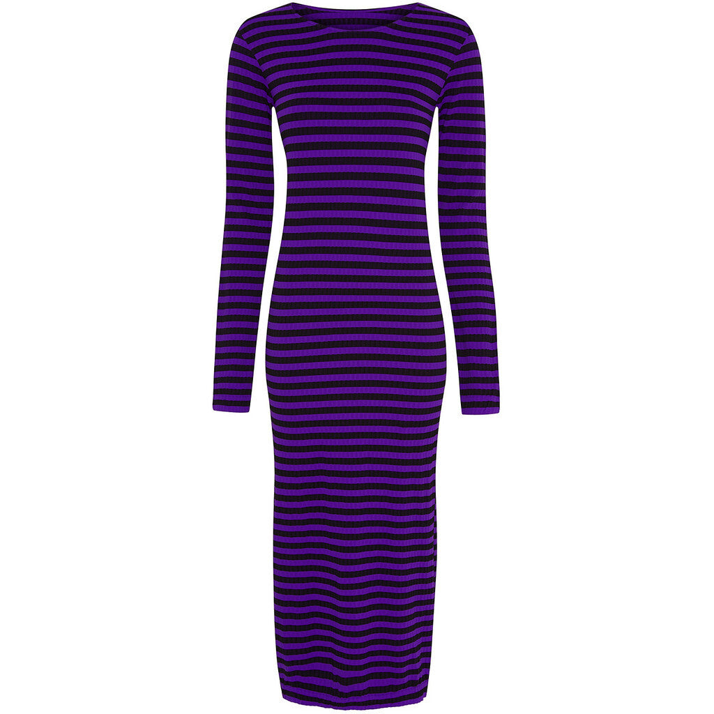 Microfiber T&S Joy dress LS Stripe Dress Nero/viola