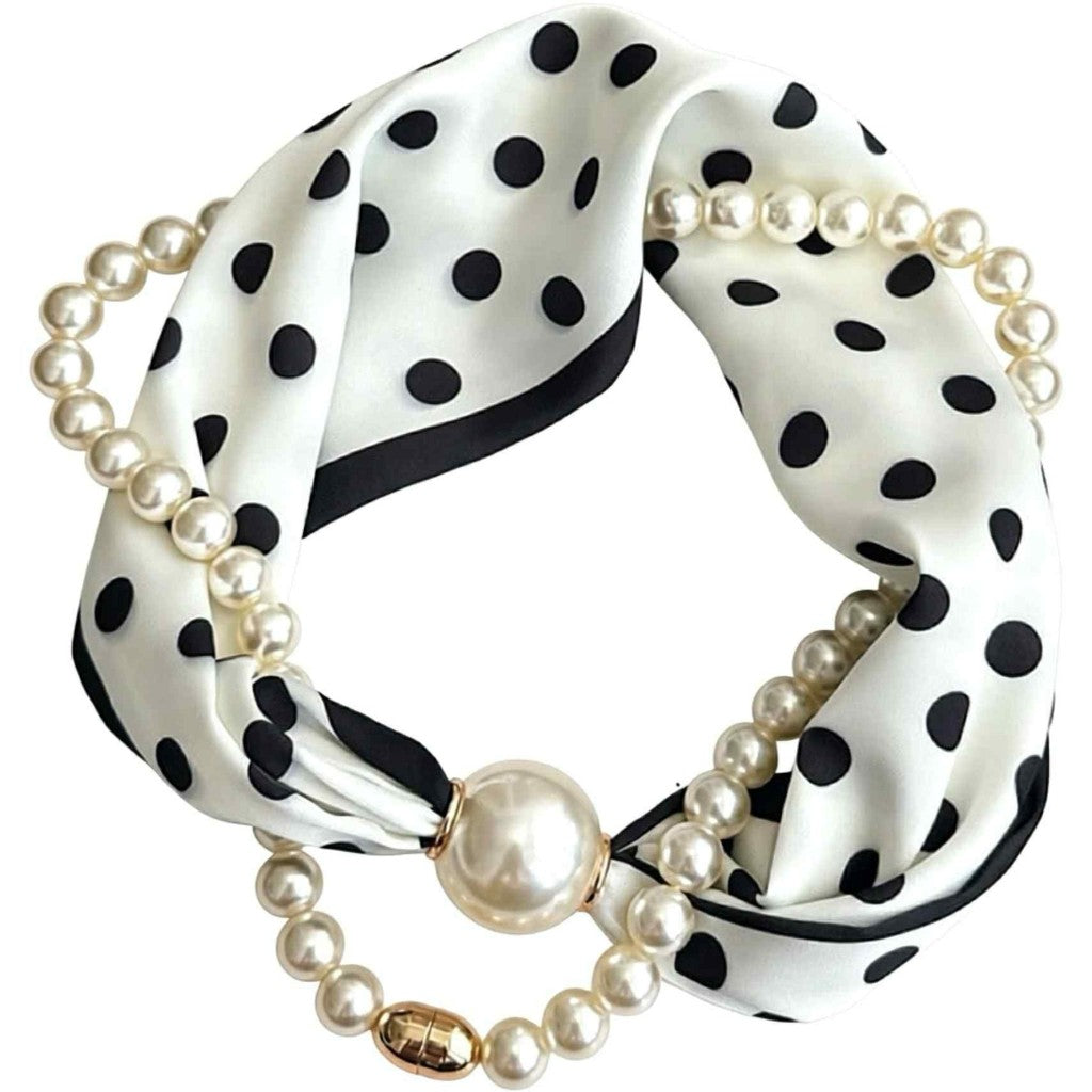 Scarf T&S Kim Scarf w. magnetic pearl and necklace Scarf Dot