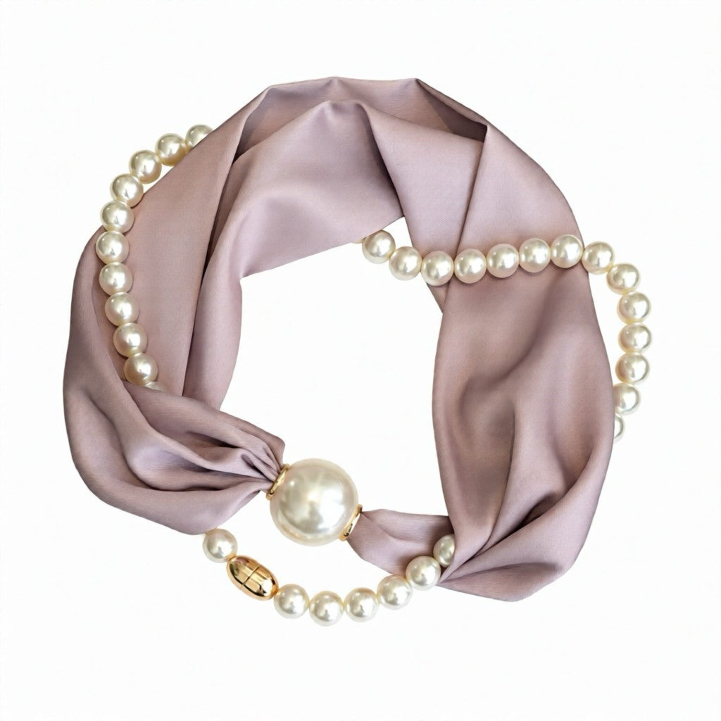 Jewelry T&S Kim Scarf w. magnetic pearl and necklace Scarf Powderrose