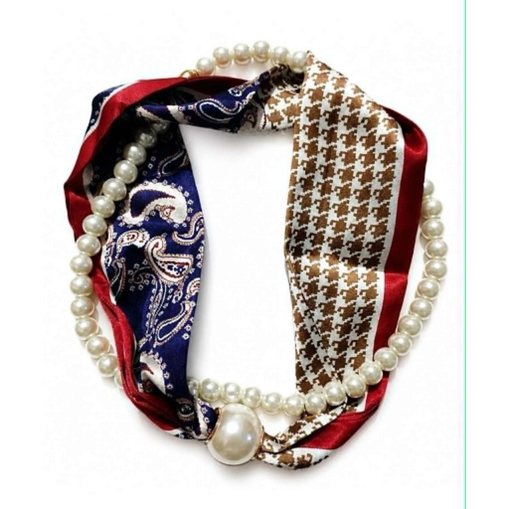 Scarf T&S Kim Scarf w. magnetic pearl and necklace Scarf aw10